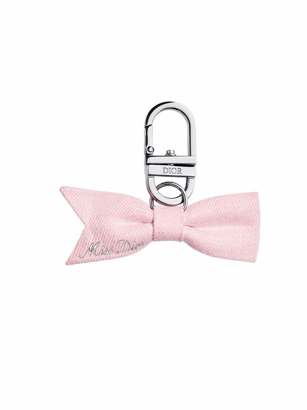 New,unused Dior Light Pink Bow Key Charm with Silver Hardware. Limited edition